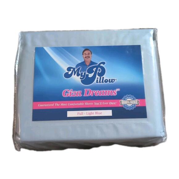 NWT My Pillow Bed Sheet Set 100% Giza Egyptian Cotton. FULL Light Blue